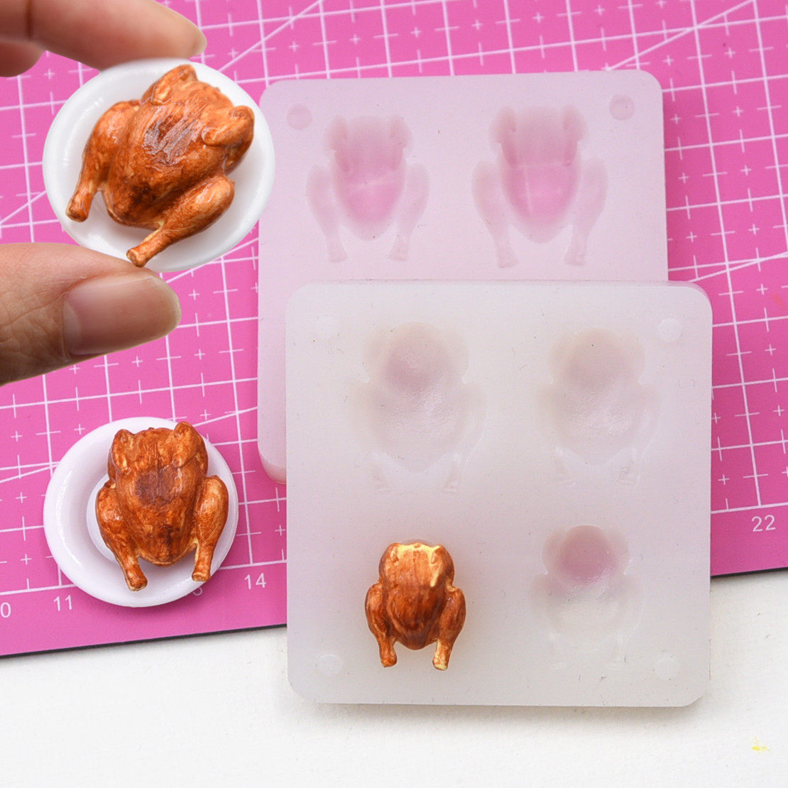 微缩迷你食玩超轻粘土烤鸡硅胶模具 diy手工粘土食物模具压模具