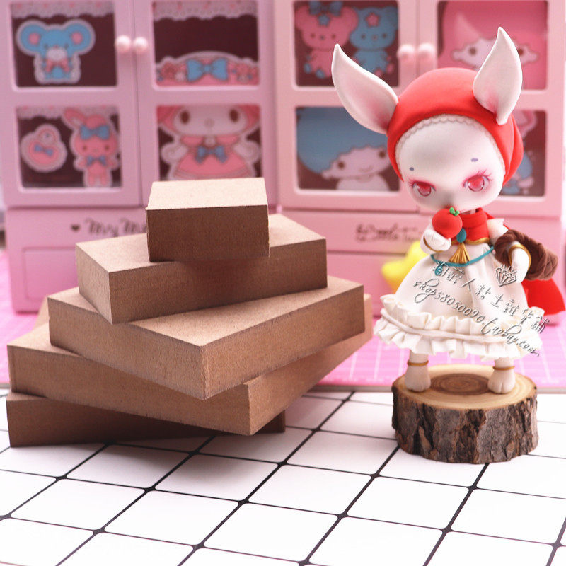 超轻粘土人偶手办底座造型砖 diy搭建场景用底座造型砖 木头底座