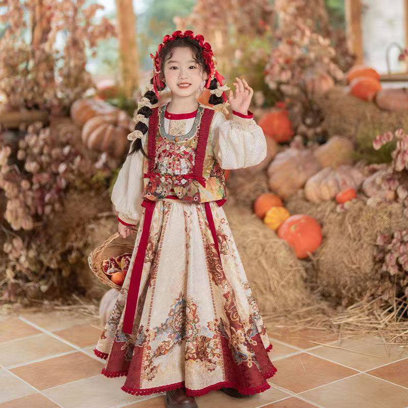 女童汉服新中式中国风儿童长袖连衣裙斗篷套装红色古装冬季洛丽塔,童装/婴儿装/亲子装,汉服,淘宝优惠券,粉丝福利购,淘宝优惠卷