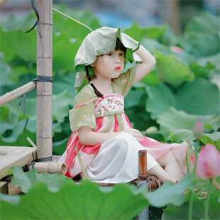 荔枝女童汉服儿童夏季薄款女孩唐朝写真服装表演服国风连衣裙刺绣
