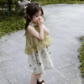 薄款 新中式 古风无袖 汉服女童旗袍夏季 连衣裙周岁女宝宝无袖 墨竹