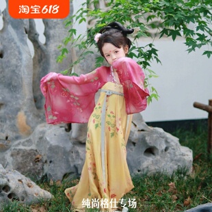 女童汉服齐胸襦裙裙衫唐代十二破裙连衣裙梅子黄时雨小女孩小唐风