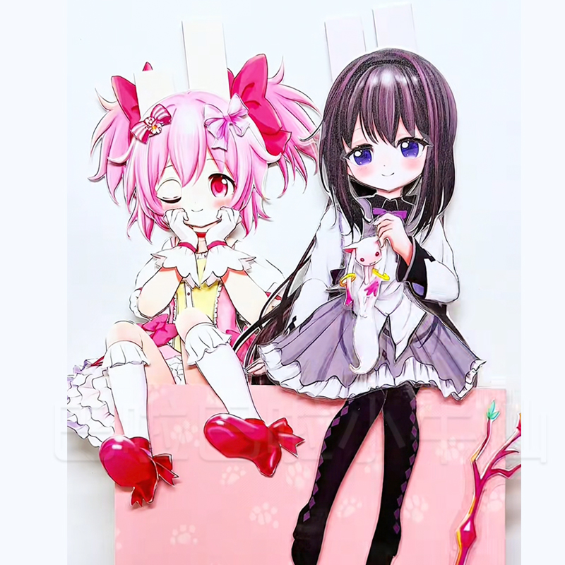 魔法少女小圆小焰全身可动纸片人书签DIY手工材料摆件周边谷子