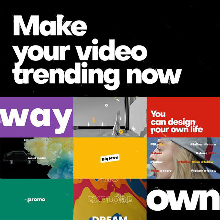 AE/PR模板-节奏感踩点快速文字标题MG动画B站UP开场视频制作动画