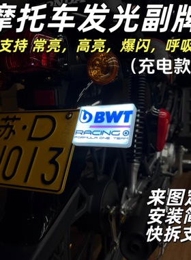 摩托车电动车副牌灯不锈钢快拆C口充电爆闪常亮呼吸灯改装装饰灯