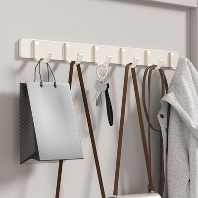 免打孔白色挂衣架墙上免打孔挂钩一排玄关入户门后卧室衣帽间挂衣