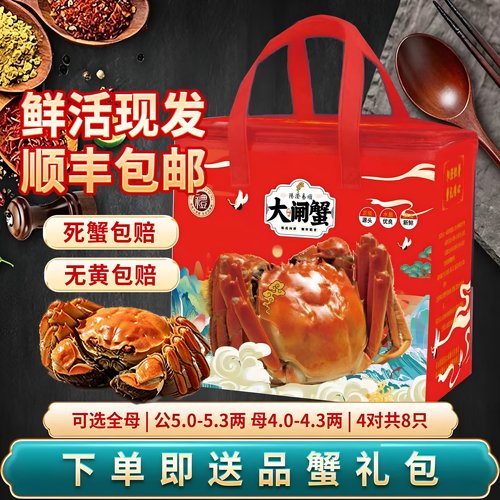 活蟹阳澄易顺大闸蟹现货鲜活大螃蟹公蟹母蟹海鲜水产生鲜礼盒