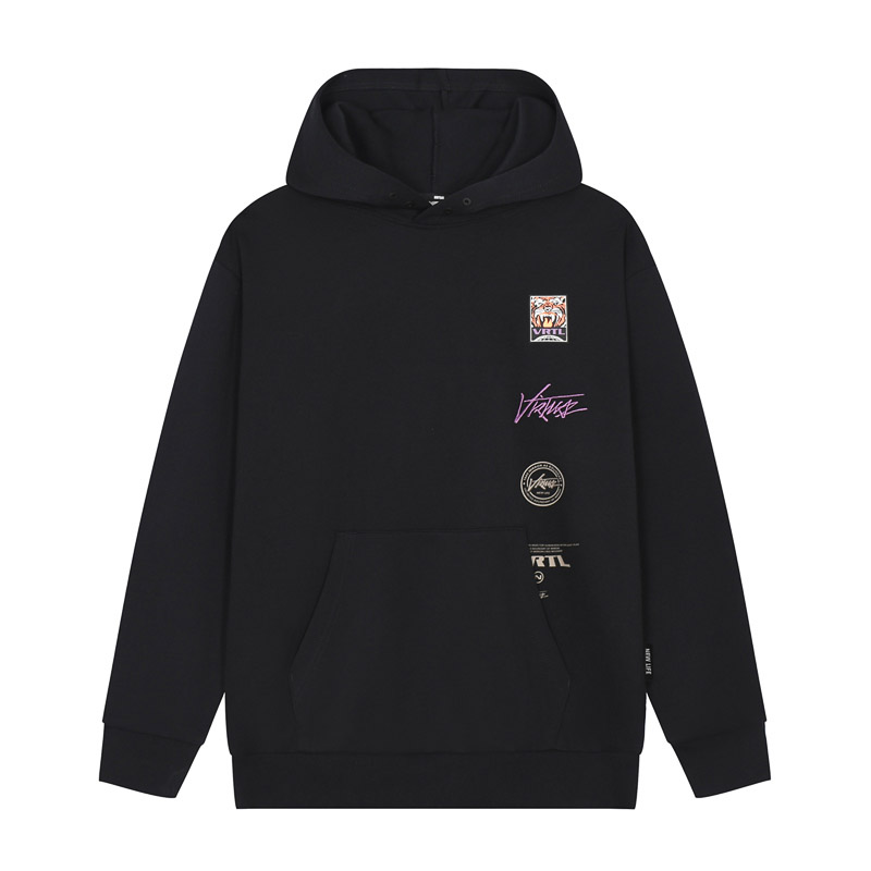 情侣后背刺绣连帽套头卫衣