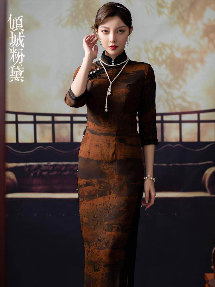 礼服旗袍大码旗袍倾城粉黛