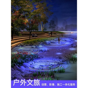 裸眼户外3D全息地面投影仪多通道融合触摸墙面互动装置LED天幕