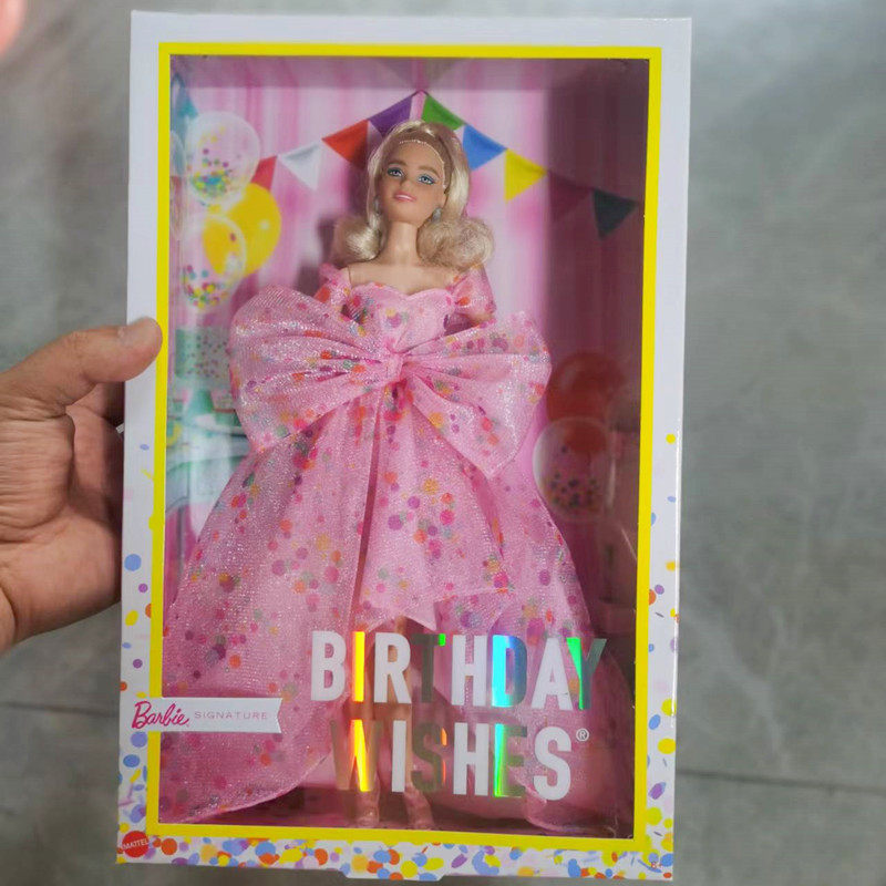 芭比新款之生日祝福娃娃礼盒装收藏版玩具女孩公主生日礼物HCB89