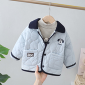 男宝宝棉衣小男孩夹棉夹克衫 儿童冬装 2025新款 男童加厚外套秋冬装