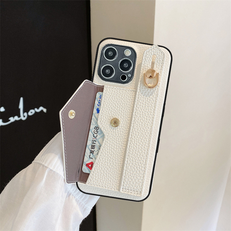 情侣兔适用于苹果16promax手机壳iphone17插卡套14plus腕带支架13折叠12商务11男女xs皮质XR简约7零钱包8P