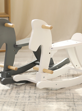 ins小木马儿童实木摇摇马大人可坐婴儿宝宝玩具1周岁生日礼物木质