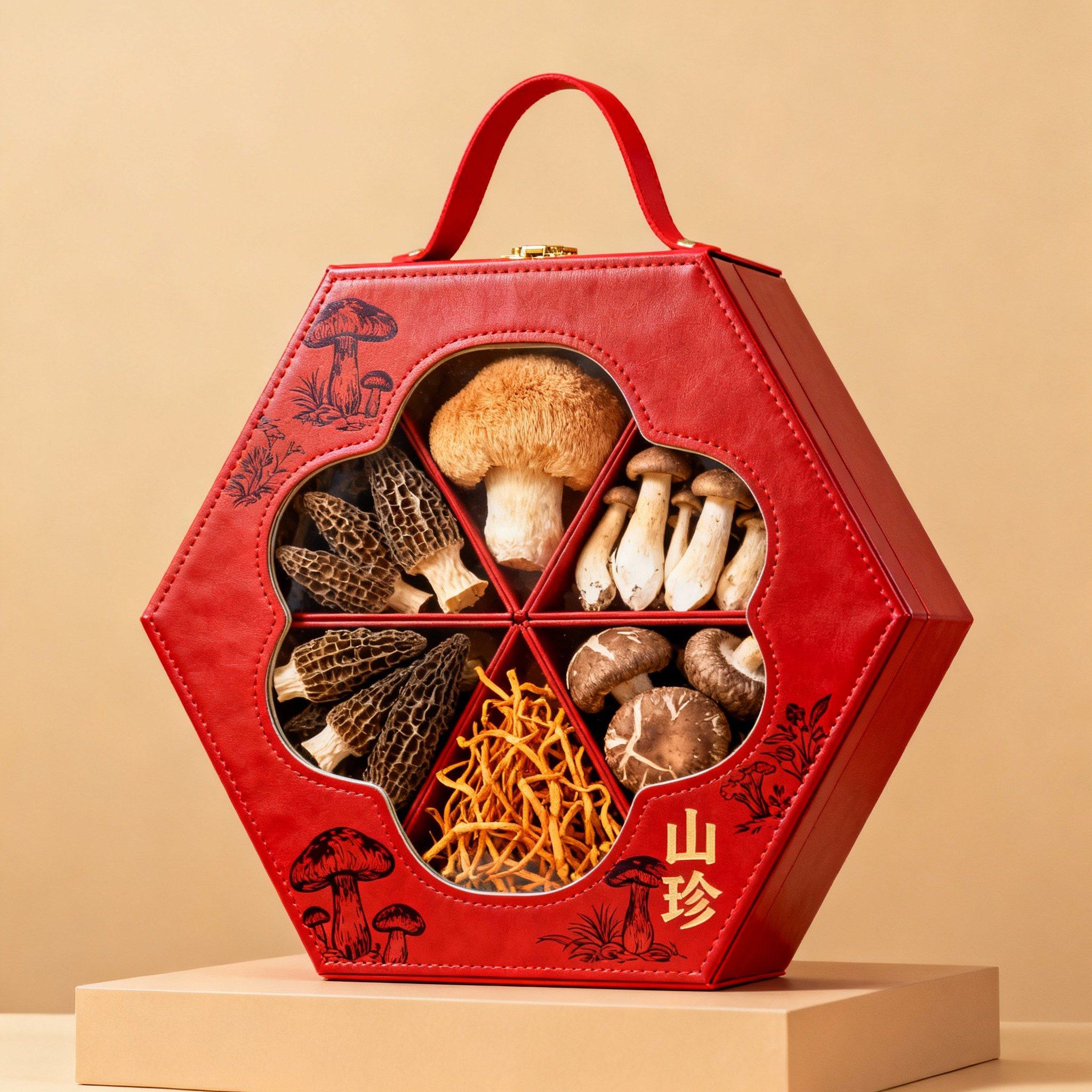 定制菌菇礼盒高档滋补品山珍干货包装空盒野生羊肚菌手提新年礼盒,包装,年货礼品包装,淘宝优惠券,粉丝福利购,淘宝优惠卷