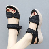 女夏季 海边沙滩鞋 外穿凉鞋 防滑大码 2026新款 超轻可下水妈妈高跟鞋