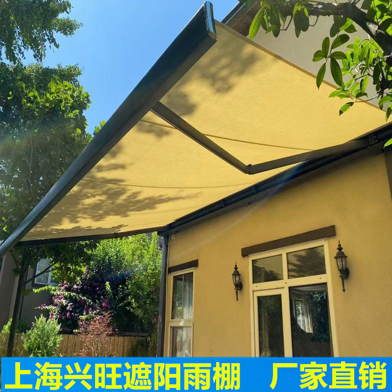 上海户外伸缩雨棚阳台遮阳棚定制庭院收缩式停车棚手摇电动防雨蓬