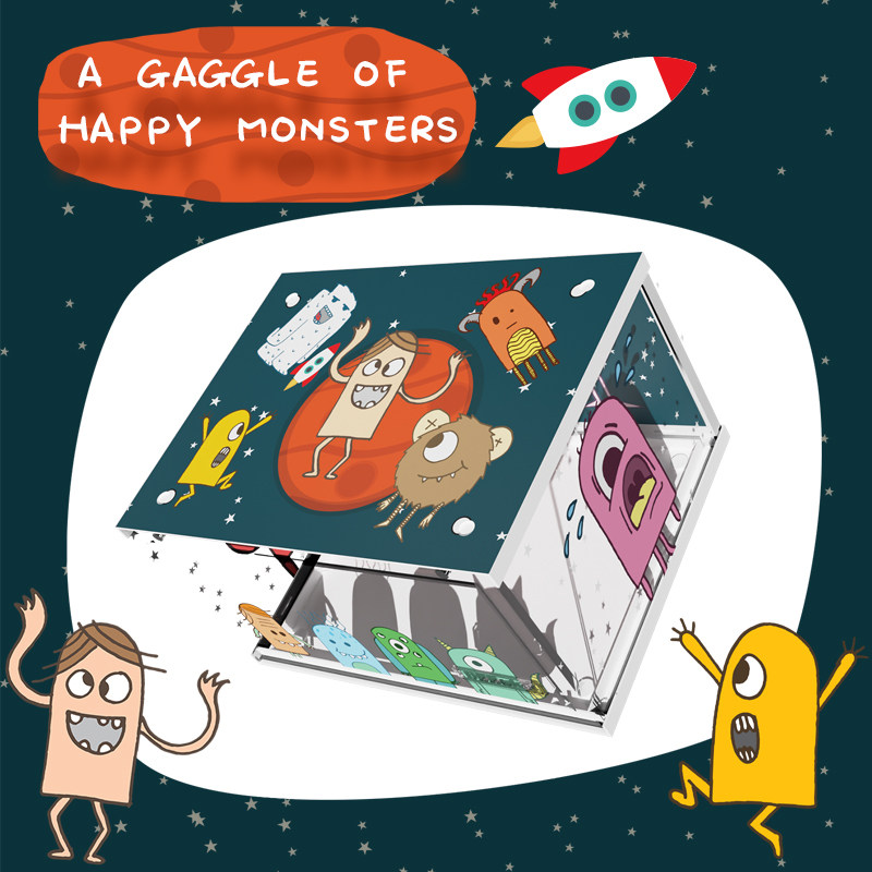 dbrukia happy monsters box aj球鞋防氧化收纳盒展示盒展示柜收