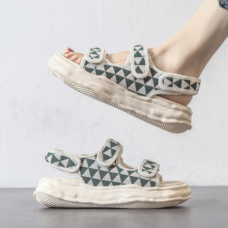 ZASAFRAN SPORTS SANDALS WOMENS SUMMER DISSOLVE THICK-SOLED 4CM VERSATILE OPEN-TOED FASHION CASUAL BEACH ROMAN SHOES TIDE