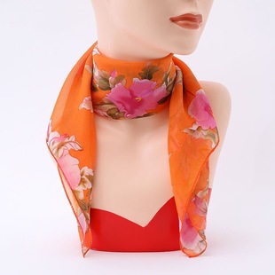 春秋新款百搭小方巾女士60cm雪纺薄丝巾纱巾柔软围巾防晒护颈围脖