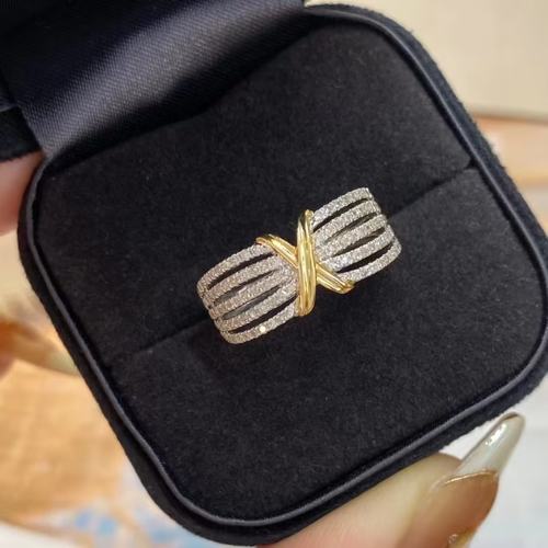 18K金双色金女镶嵌0.5克拉天然南非高品质钻石戒指真金真钻送证书