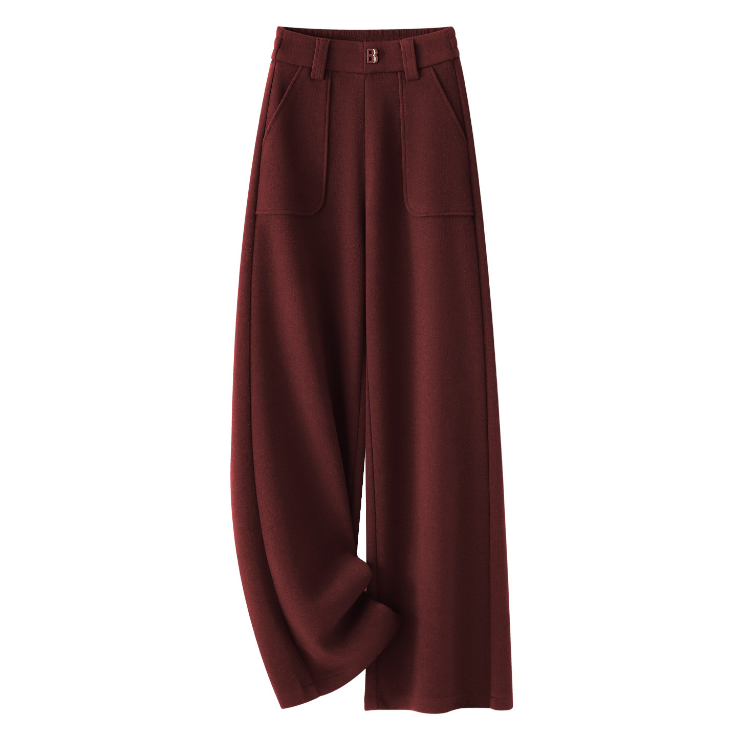 红色毛呢直筒裤女2025新款秋冬季加绒宽松阔腿裤高腰垂感休闲裤子