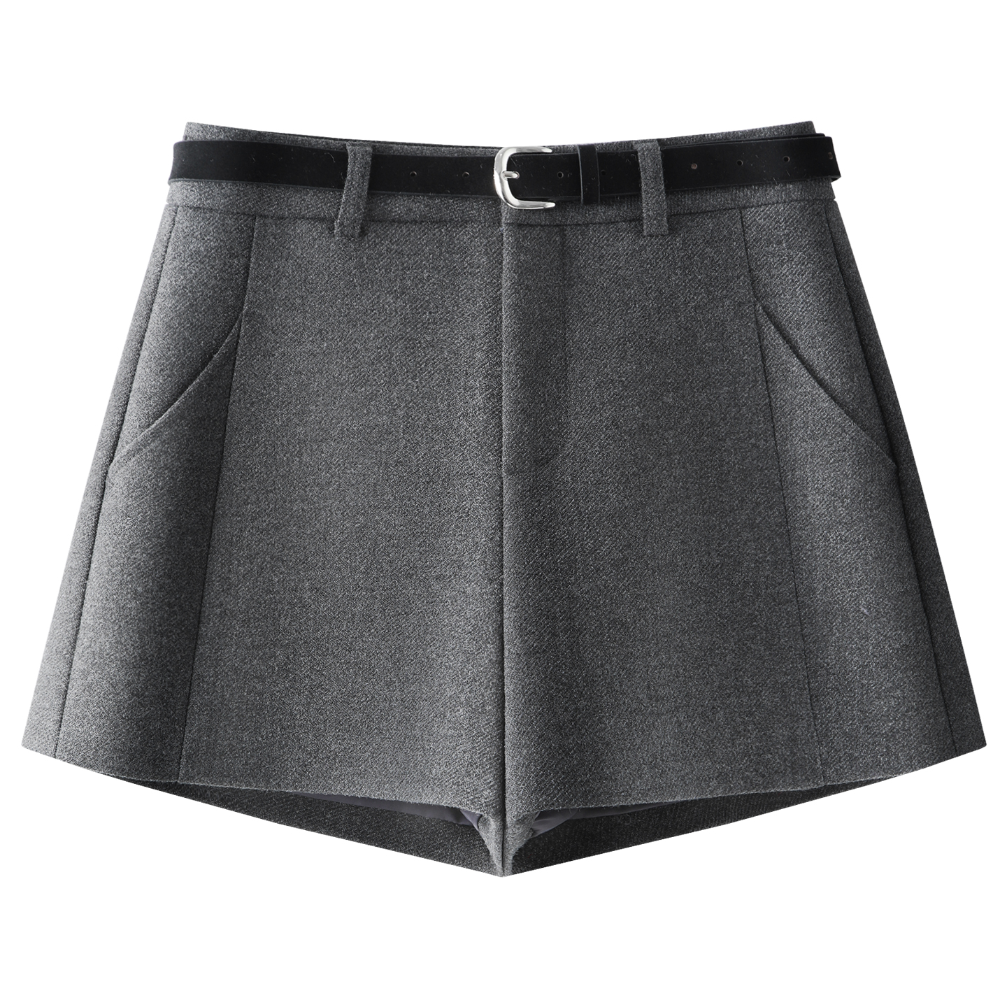 灰色休闲西装短裤女2025冬季新款高腰显瘦遮肉A字小个子阔腿短裤