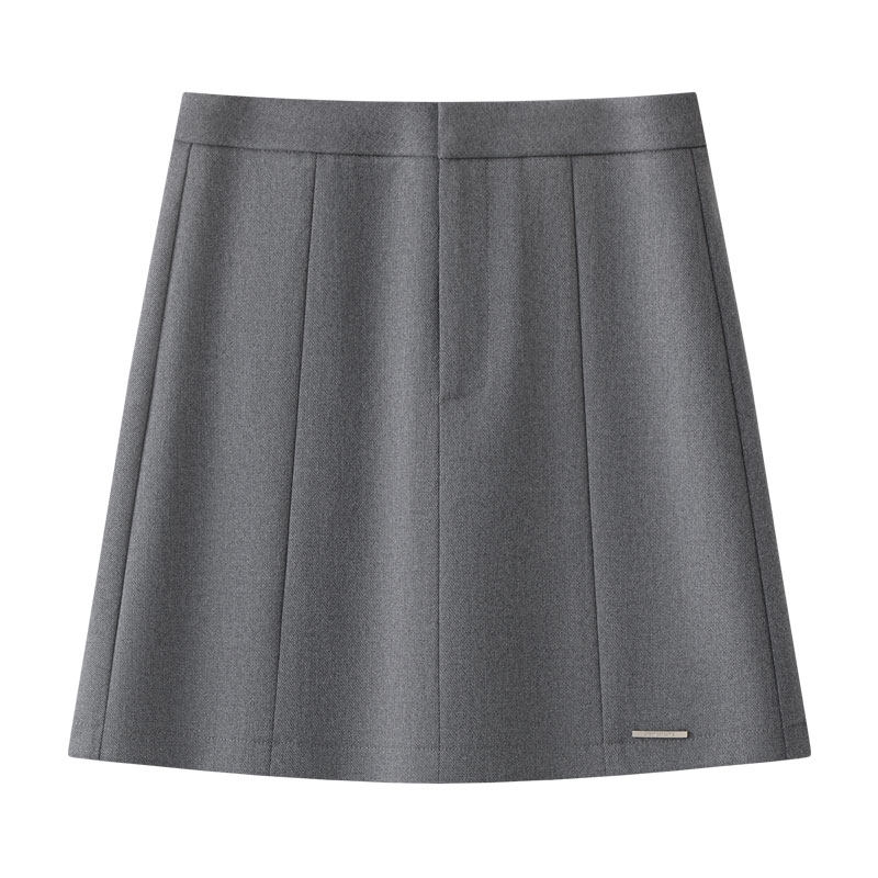 灰色西装半身裙女2025新款秋冬季高腰a字短裙子显瘦包臀裙半裙