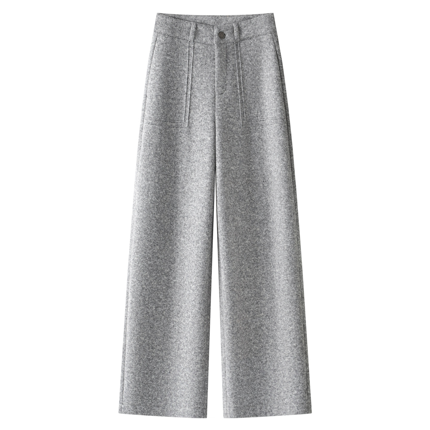 浅灰色绵羊毛休闲阔腿裤女2025新款秋冬高腰显瘦宽松垂坠感直筒裤