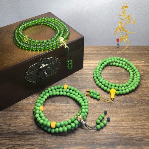 绿度母修持念珠绿念珠琉璃手串