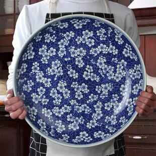 陶瓷大盘子鱼盘家用14寸16寸青花瓷大盘鸡剁椒鱼头专用盘子超大号