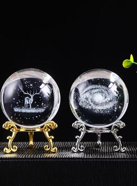 30水晶球内雕球玻璃球太阳银河系家居工艺品摆件激光雕刻内雕月球