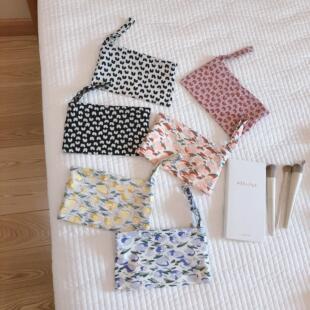 日本随身携带小化妆包清新可爱迷你手挽手机包小拎包棉布袋钱包补