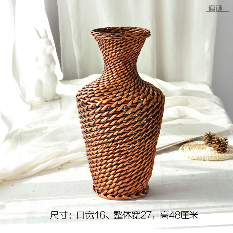 藤编花瓶纯手工编制花筐柳编花盆器插花装饰品家居摆件假花花篓
