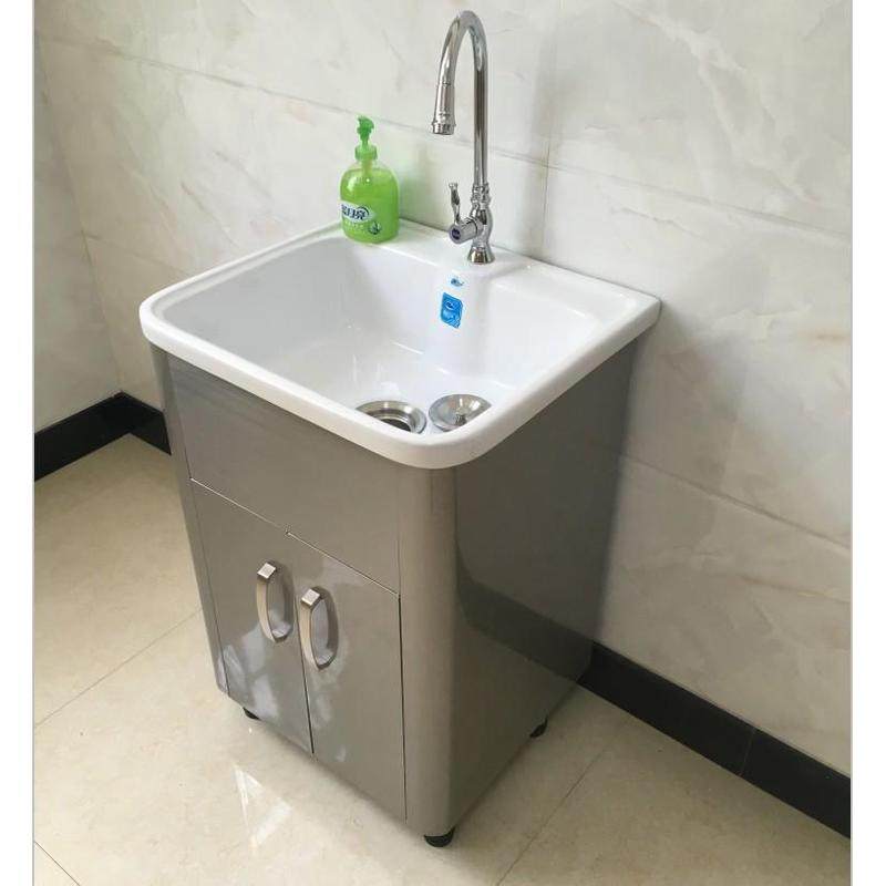 a6l新款加厚陶瓷洗衣柜落地阳台洗衣池浴室柜不锈钢盆洗漱台水池