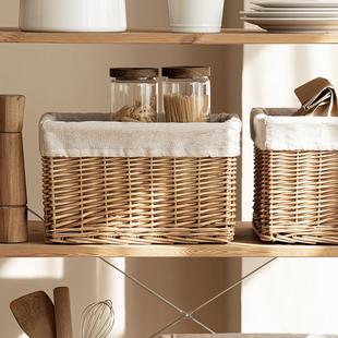 手工编织柳编收纳筐家用衣柜藤编衣服杂物零食储物篮长方形竹编筐