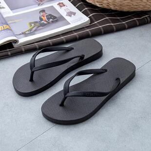 海边黑色夏 防滑沙滩鞋 2024新款 女夏ins潮简约人字拖外穿夹脚拖鞋