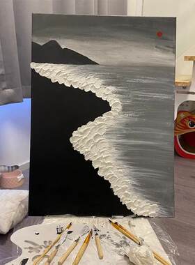 石英砂丙烯肌理画 diy材料工具包装饰画数字油画手绘手工颜料全套