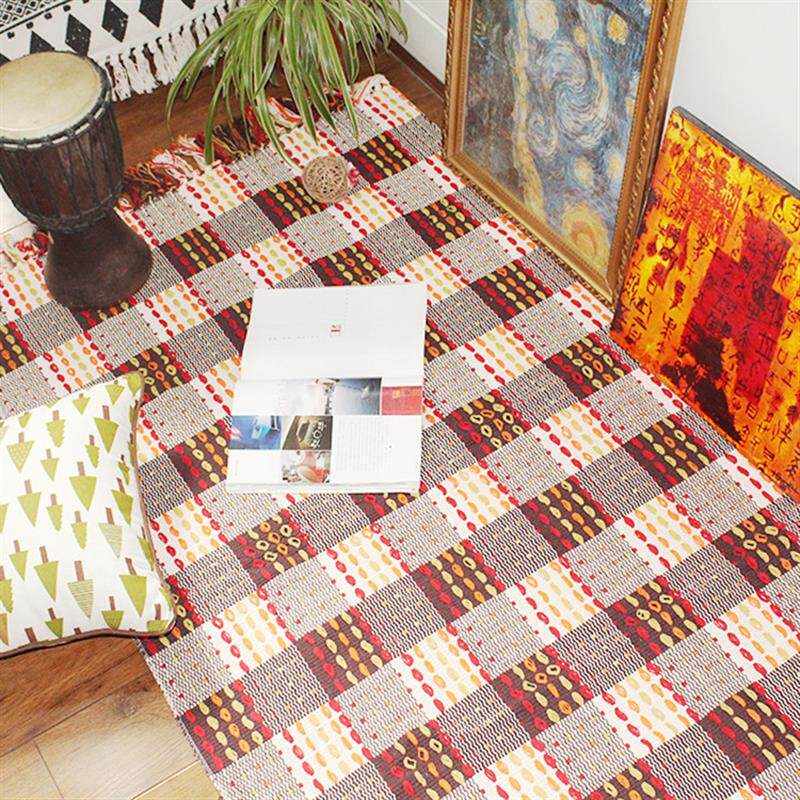 棉线编织流苏地毯卧室床前垫地垫飘窗垫桌旗桌布民族风布艺沙发垫