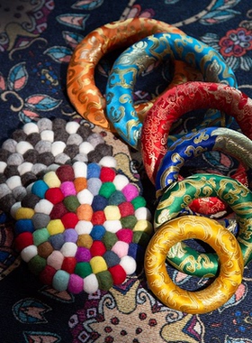 颂钵钵垫垫圈羊毛毡垫羊毛垫吸钵器防滑垫吸盘尼泊尔纯手工满月钵