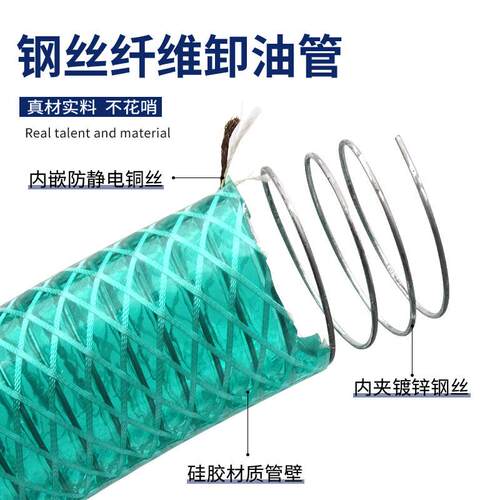 定制pvc机油复合防静电钢丝软管绿色耐油防冻油泵黄油硅胶柴油