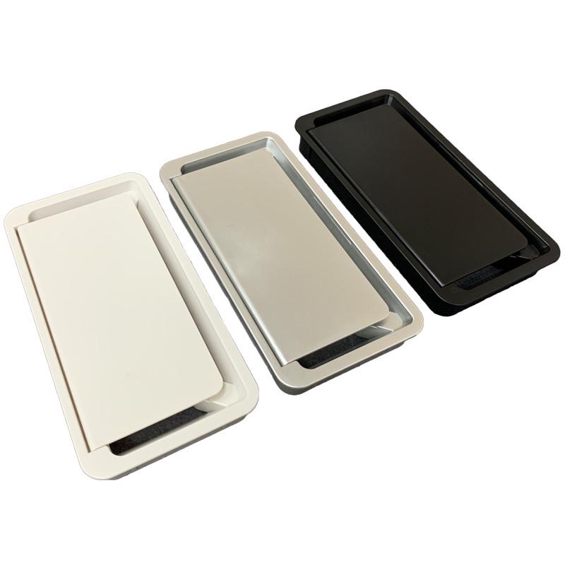 办公会议桌面塑料穿线盒长方形翻盖过线盒电脑桌面穿线孔盖走线盒