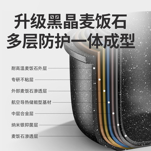 定制双耳麦饭石不粘锅平底炒菜锅家用电磁炉燃气通用炒锅汤锅蒸笼