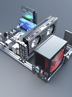 铝合金 开放式电脑机箱 支持ITX迷你主板 支持双路 X79 X99 水冷