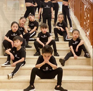 儿童模特训练服童模练功服少儿形体服t台走秀服装夏季短袖露肚脐