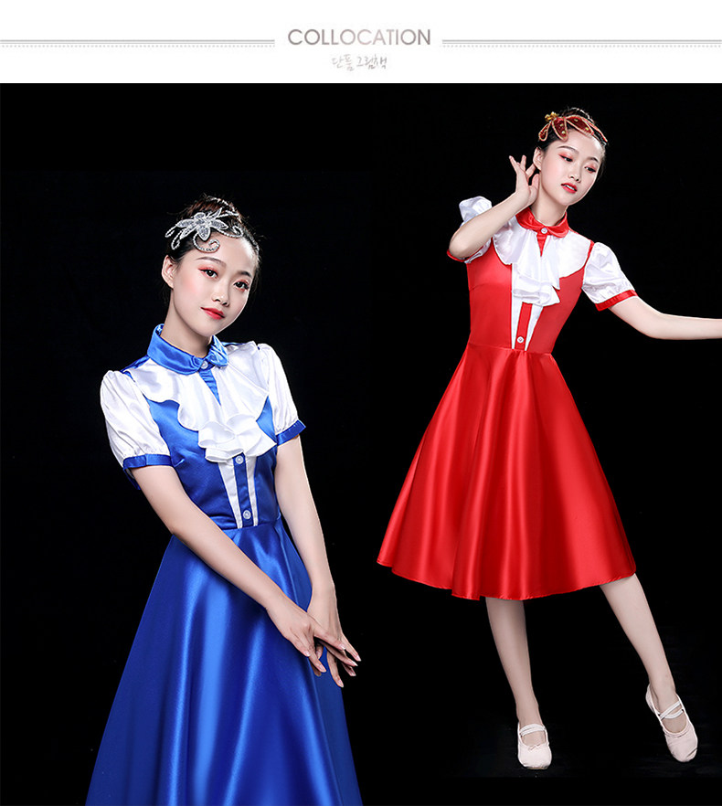 新款儿童演出服中学生初中生小学生大合唱团女朗诵队歌咏比赛服装