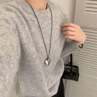 韩系慵懒风100%全羊毛针织打底衫女秋冬高级感软糯保暖百搭毛衣潮