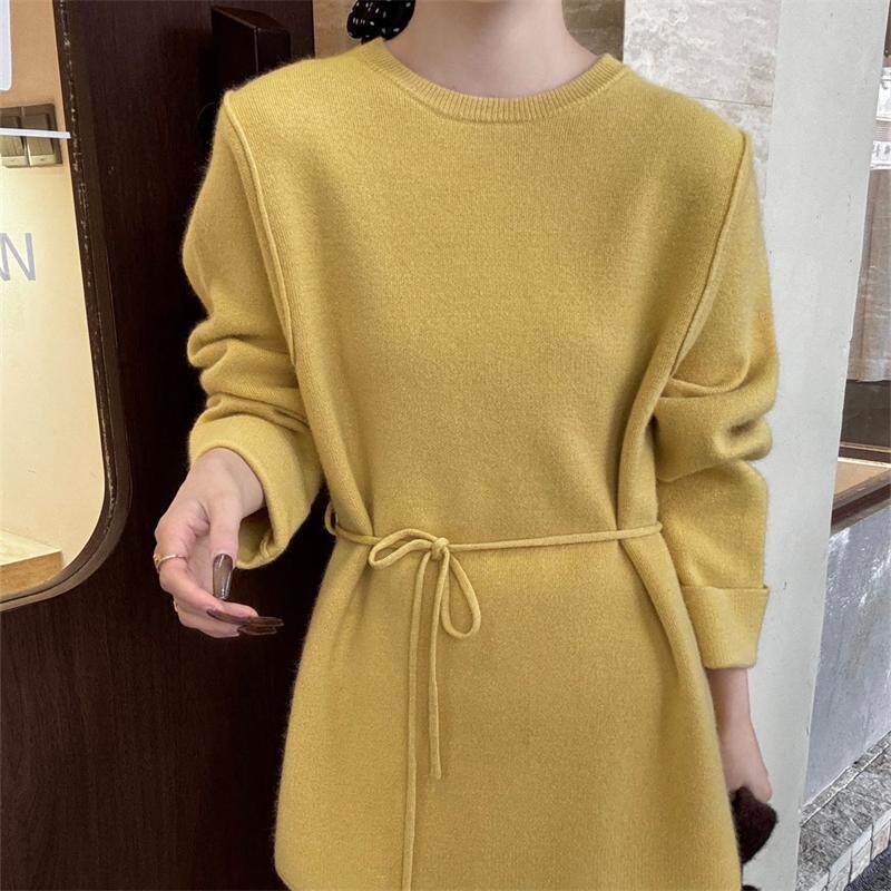 韩版系带圆领羊毛针织衫女2025冬季新款时尚百搭显瘦毛衣打底衫潮,女装/女士精品,毛针织衫,淘宝优惠券,粉丝福利购,淘宝优惠卷