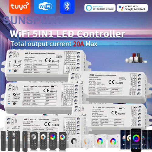 LED灯带涂鸦BT控制器2.4G遥控器86面板智能语音双色温RGBCW调光器