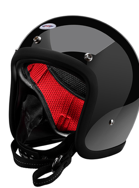 微瑕疵AMZ哈雷复古四季摩托车男女日式复古3/4小盔体玻璃钢头盔